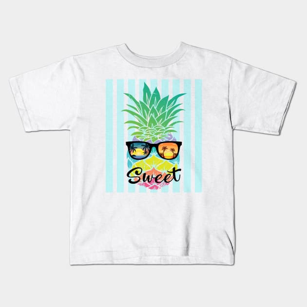 Sweet Tropical Summer - Blue Stripes on - Kids T-Shirt by Peter the T-Shirt Dude